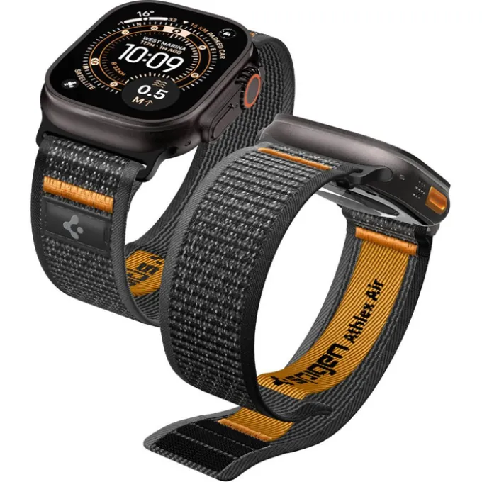 PASEK SPIGEN ATHLEX AIR 2 APPLE WATCH 8 / 9 / 10 / 11 / SE / ULTRA (44 / 45 / 46 / 49 MM) ACTIVE BLACK / ORANGE