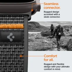 PASEK SPIGEN ATHLEX AIR 2 APPLE WATCH 8 / 9 / 10 / 11 / SE / ULTRA (44 / 45 / 46 / 49 MM) ACTIVE BLACK / ORANGE