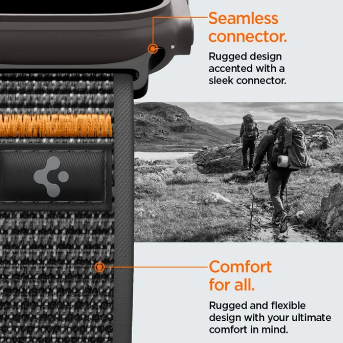 PASEK SPIGEN ATHLEX AIR 2 APPLE WATCH 8 / 9 / 10 / 11 / SE / ULTRA (44 / 45 / 46 / 49 MM) ACTIVE BLACK / ORANGE