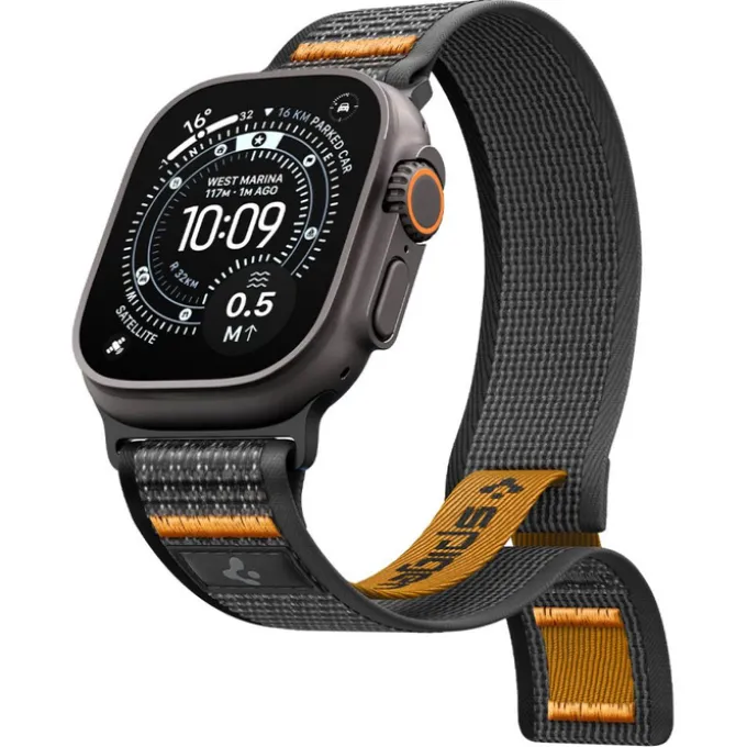 PASEK SPIGEN ATHLEX AIR 2 APPLE WATCH 8 / 9 / 10 / 11 / SE / ULTRA (44 / 45 / 46 / 49 MM) ACTIVE BLACK / ORANGE