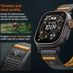 PASEK SPIGEN ATHLEX AIR 2 APPLE WATCH 8 / 9 / 10 / 11 / SE / ULTRA (44 / 45 / 46 / 49 MM) ACTIVE BLACK / ORANGE