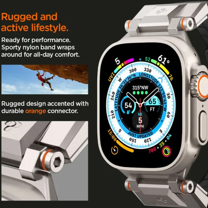 Pasek SPIGEN Durapro Armor Apple Watch Ultra 9 8 7 6 5 4 3 SE 2022 42mm 44mm 45mm 49mm Czarny