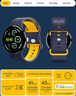 PASEK SPIGEN GOOGLE PIXEL WATCH 4 3 2 1 41MM NANO POP BAND BLUEBERRY NAVY