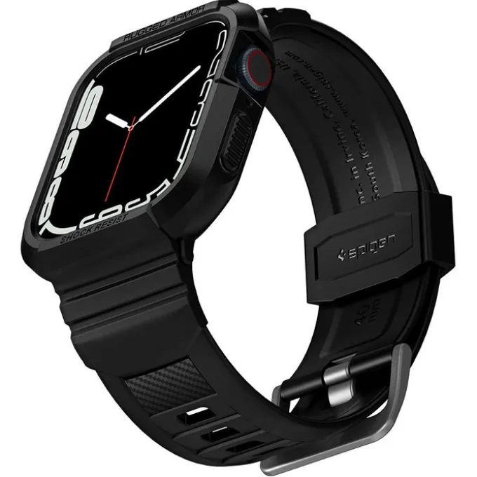Pasek Spigen Rugged Armor Pro Apple Watch 9 8 7 SE 2022 38mm 40mm 41mm Czarny