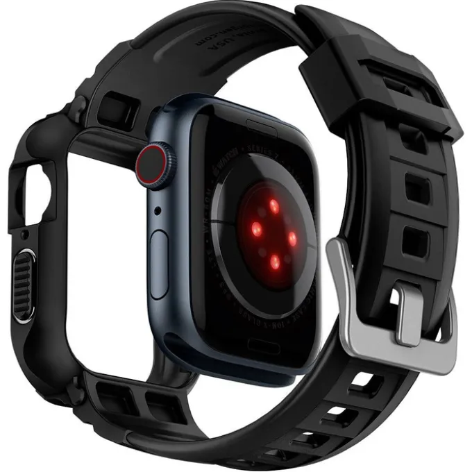Pasek Spigen Rugged Armor Pro Apple Watch 9 8 7 SE 2022 38mm 40mm 41mm Czarny