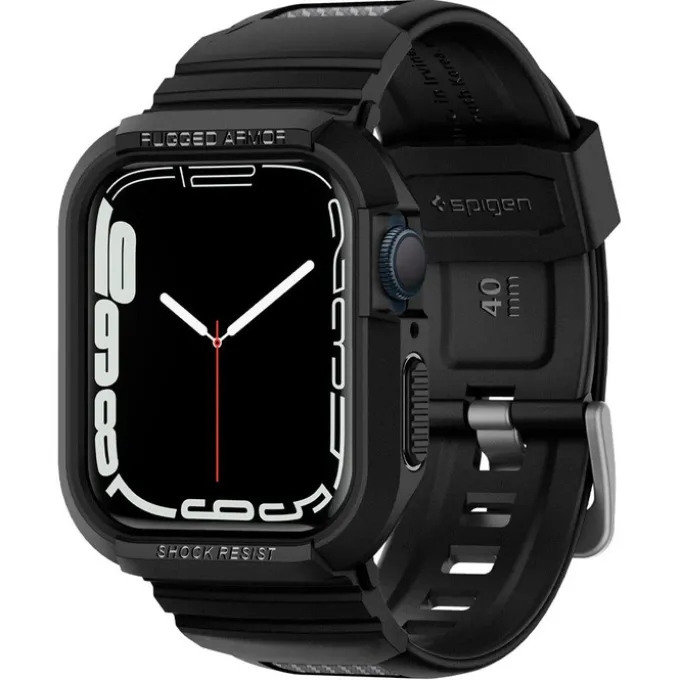Pasek Spigen Rugged Armor Pro Apple Watch 9 8 7 SE 2022 38mm 40mm 41mm Czarny