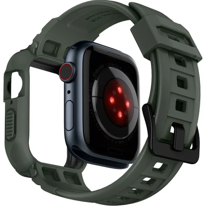 Pasek SPIGEN Rugged Armor Pro Apple Watch 9 8 7 6 5 4 SE 2022 45mm 44mm Military Green