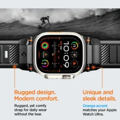 Pasek Spigen Rugged Ultra Band Apple Watch 4 / 5 / 6 / 7 / 8 / 9 / Se / Ultra 1 / 2 (42 / 44 / 45 / 49 Mm) Matte Black