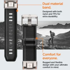 PASEK SPIGEN SAMSUNG GALAXY WATCH 8 46mm 44mm 40mm DURAPRO ARMOR CZARNY