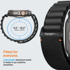 PASEK SPIGEN WBF1 BAND APPLE WATCH 6 / 7 / 8 / 9 / 10 / SE / ULTRA 1 / 2 (44 / 45 / 46 / 49 MM) BLACK