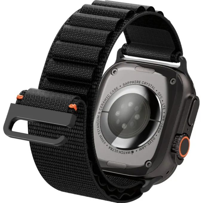 PASEK SPIGEN WBF1 BAND APPLE WATCH 6 / 7 / 8 / 9 / 10 / SE / ULTRA 1 / 2 (44 / 45 / 46 / 49 MM) BLACK
