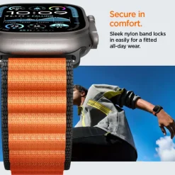 PASEK SPIGEN WBF1 BAND APPLE WATCH 6 / 7 / 8 / 9 / 10 / SE / ULTRA 1 / 2 (44 / 45 / 46 / 49 MM) BLACK/ORANGE