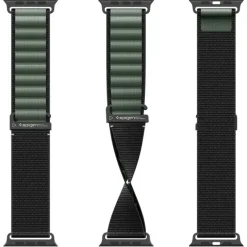 PASEK SPIGEN WBF1 BAND APPLE WATCH 6 / 7 / 8 / 9 / 10 / SE / ULTRA 1 / 2 (44 / 45 / 46 / 49 MM) BLACK/GREEN
