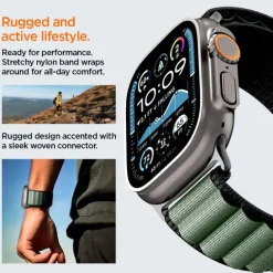 PASEK SPIGEN WBF1 BAND APPLE WATCH 6 / 7 / 8 / 9 / 10 / SE / ULTRA 1 / 2 (44 / 45 / 46 / 49 MM) BLACK/GREEN