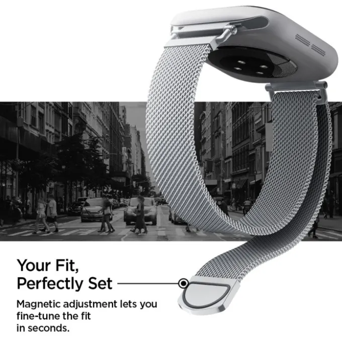 PASEK SPIGEN WBM4 BAND APPLE WATCH 8 / 9 / 10 / 11 / SE (40 / 41 / 42 MM) SILVER