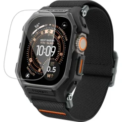 PASEK Z ETUI SPIGEN APPLE WATCH ULTRA 1 / 2 / 3 (49 MM) LITE FIT PRO & TEMPERED GLASS MATTE BLACK