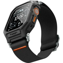 PASEK Z ETUI SPIGEN APPLE WATCH ULTRA 1 / 2 / 3 (49 MM) LITE FIT PRO & TEMPERED GLASS MATTE BLACK