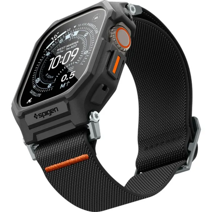 PASEK Z ETUI SPIGEN APPLE WATCH ULTRA 1 / 2 / 3 (49 MM) LITE FIT PRO & TEMPERED GLASS MATTE BLACK