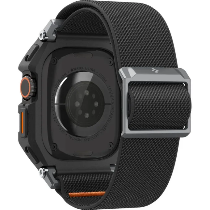 PASEK Z ETUI SPIGEN APPLE WATCH ULTRA 1 / 2 / 3 (49 MM) LITE FIT PRO & TEMPERED GLASS MATTE BLACK