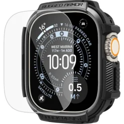PASEK Z ETUI SPIGEN APPLE WATCH ULTRA 1 / 2 / 3 (49 MM) RUGGED ARMOR & TEMPERED GLASS MATTE BLACK