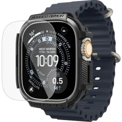 PASEK Z ETUI SPIGEN APPLE WATCH ULTRA 1 / 2 / 3 (49 MM) RUGGED ARMOR & TEMPERED GLASS MATTE BLACK