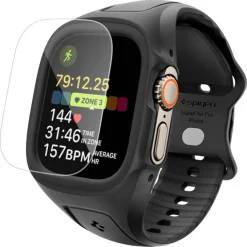 PASEK Z ETUI SPIGEN APPLE WATCH ULTRA 1 / 2 / 3 (49 MM) LIQUID AIR PRO & TEMPERED GLASS CZARNY