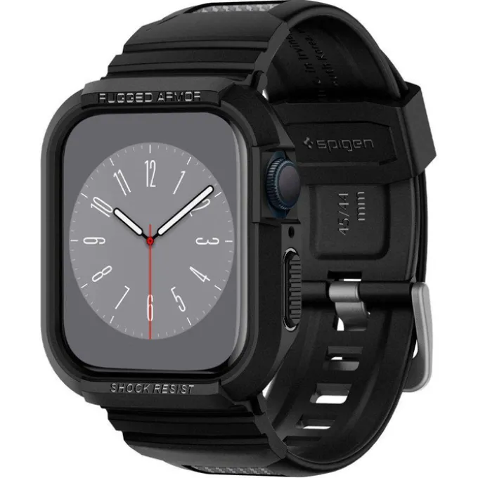 Pasek z Etui SPIGEN Rugged Armor Pro Apple Watch Ultra 9 8 7 SE 2022 42mm 44mm 45mm 49mm Czarny
