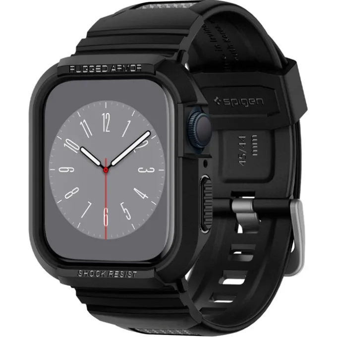 Pasek z Etui SPIGEN Rugged Armor Pro Apple Watch Ultra 9 8 7 SE 2022 42mm 44mm 45mm 49mm Czarny