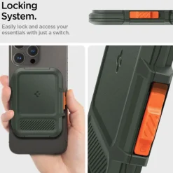 PORTFEL MAGASEF SPIGEN LOCK FIT UNIWERSALNY CARD HOLDER KHAKI ZIELONY