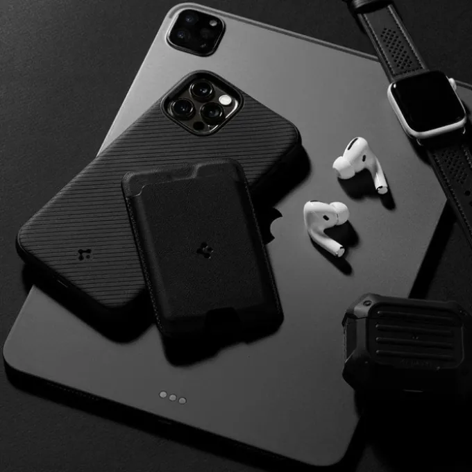PORTFEL MAGSAFE SPIGEN VALENTINUS UNIWERSALNY CARD HOLDER CZARNY
