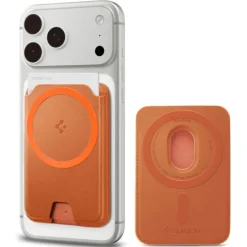 PORTFEL MAGSAFE SPIGEN VALENTINUS MAGFIT+ UNIWERSALNY METALLIC ORANGE