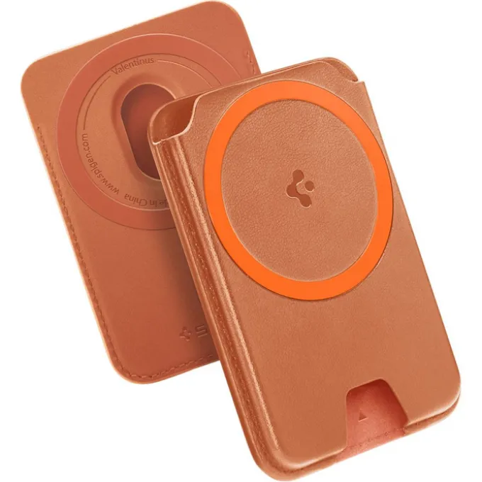 PORTFEL MAGSAFE SPIGEN VALENTINUS MAGFIT+ UNIWERSALNY METALLIC ORANGE