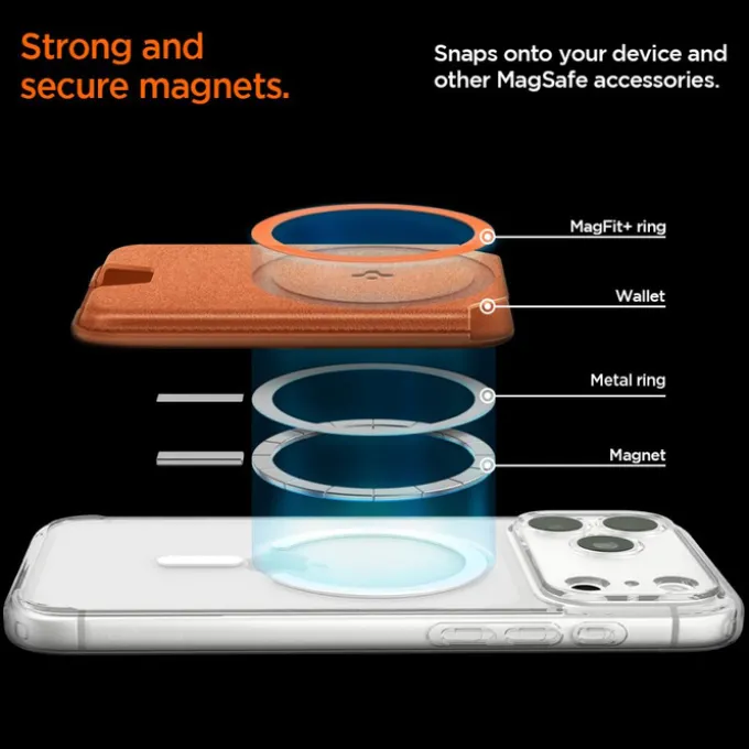 PORTFEL MAGSAFE SPIGEN VALENTINUS MAGFIT+ UNIWERSALNY METALLIC ORANGE