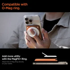 PORTFEL MAGSAFE SPIGEN VALENTINUS MAGFIT+ UNIWERSALNY METALLIC ORANGE