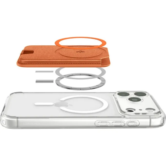 PORTFEL MAGSAFE SPIGEN VALENTINUS MAGFIT+ UNIWERSALNY METALLIC ORANGE