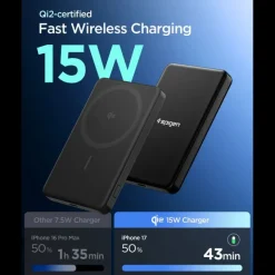 POWERBANK MAGAFE SPIGEN EA2205MQ ESSENTIAL 5000MAH 22.5W QI2 CZARNY