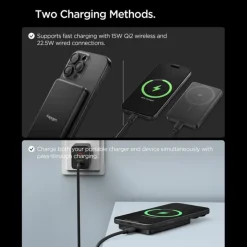 POWERBANK MAGAFE SPIGEN EA2205MQ ESSENTIAL 5000MAH 22.5W QI2 CZARNY