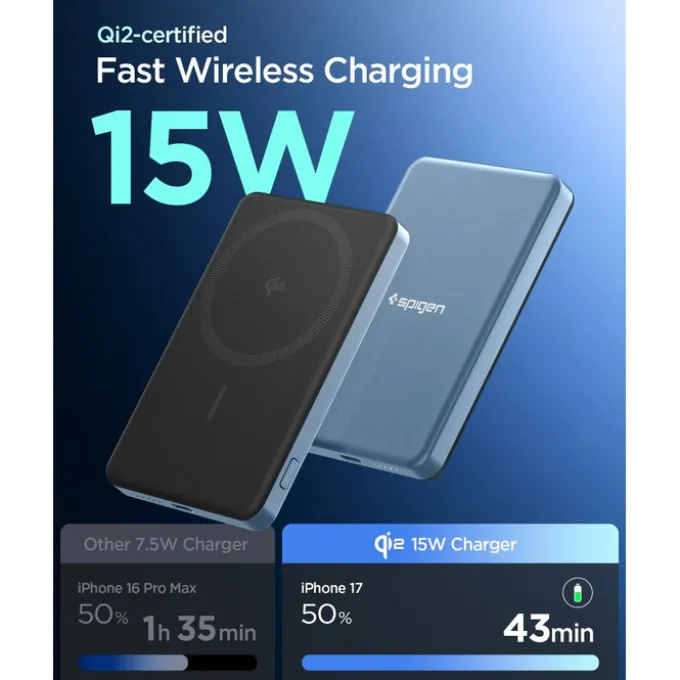 POWERBANK SPIGEN EA2205MQ ESSENTIAL MAGSAFE 5000MAH 22.5W QI2 TEAL BLUE