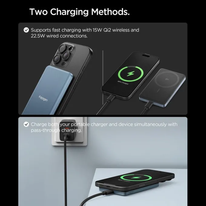 POWERBANK SPIGEN EA2205MQ ESSENTIAL MAGSAFE 5000MAH 22.5W QI2 TEAL BLUE