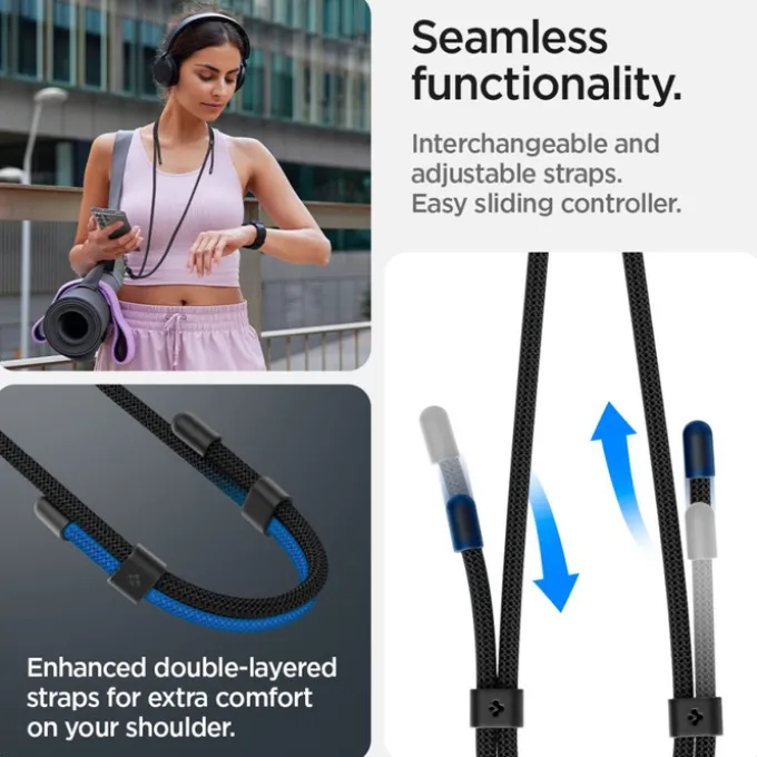 Smycz Spigen uniwersalna STRAP SET CROSSBODY & WRIST BLACK