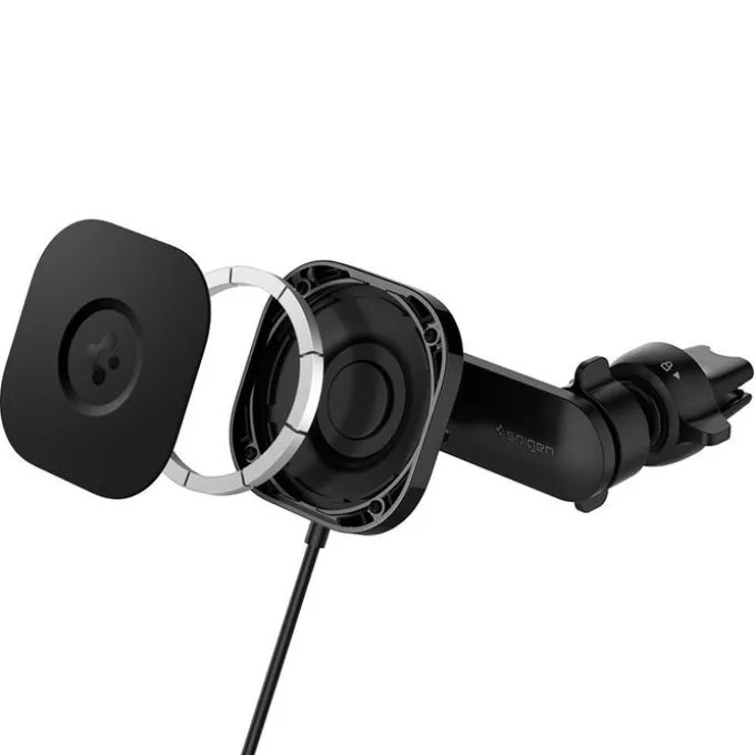 Spigen Its12 W Onetap Magnetic Magsafe Vent Car Charger 7.5 W Uchwyt Do Kratki Black