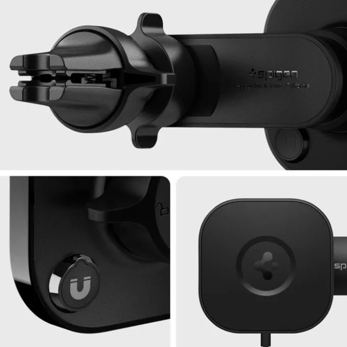 Spigen Its12 W Onetap Magnetic Magsafe Vent Car Charger 7.5 W Uchwyt Do Kratki Black