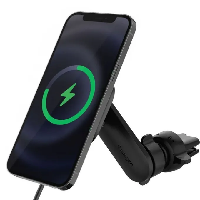 Spigen Its12 W Onetap Magnetic Magsafe Vent Car Charger 7.5 W Uchwyt Do Kratki Black