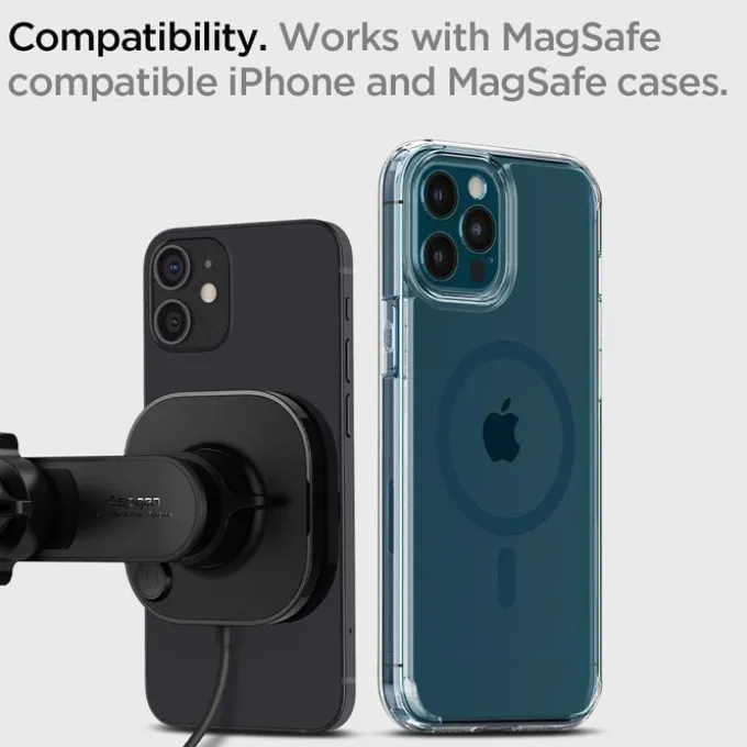 Spigen Its12 W Onetap Magnetic Magsafe Vent Car Charger 7.5 W Uchwyt Do Kratki Black