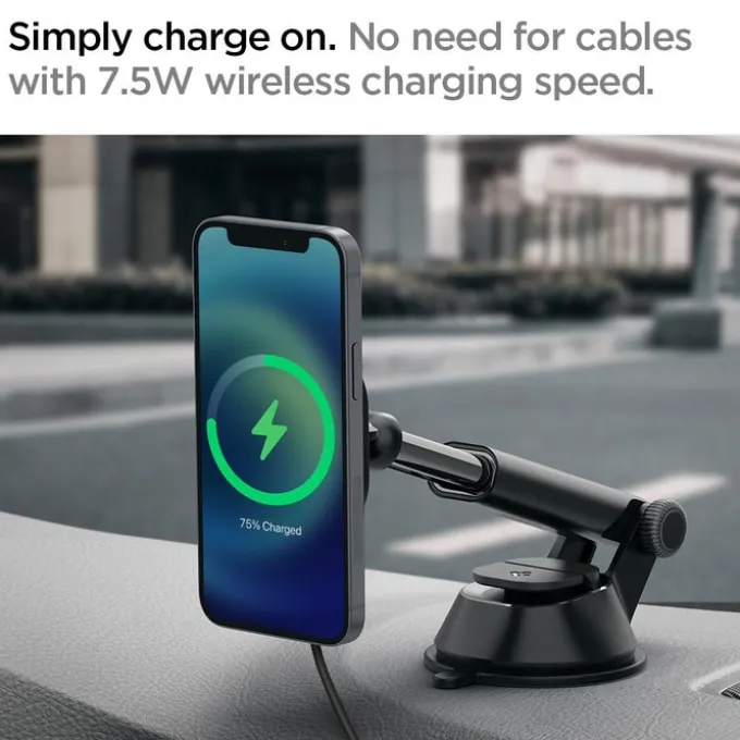 Spigen Its35 W Onetap Magnetic Magsafe Uchwyt Na Deskę Dashboard Charger 7.5 W Black