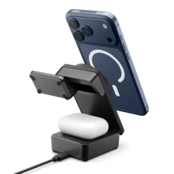 STACJA ŁADOWANIA SPIGEN ESSENTIAL 3IN1 MAGNETIC MAGSAFE BEZPRZEWODOWA ŁADOWARKA 25W Qi2.2 CZARNA