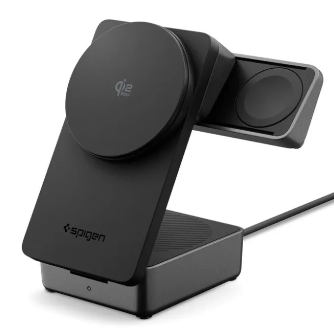 STACJA ŁADOWANIA SPIGEN ESSENTIAL 3IN1 MAGNETIC MAGSAFE BEZPRZEWODOWA ŁADOWARKA 25W Qi2.2 CZARNA