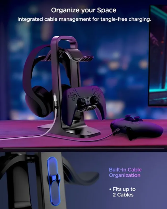 STOJAK SPIGEN UNIVERSAL GAME CONTROLLER & HEADSET STAND BLACK