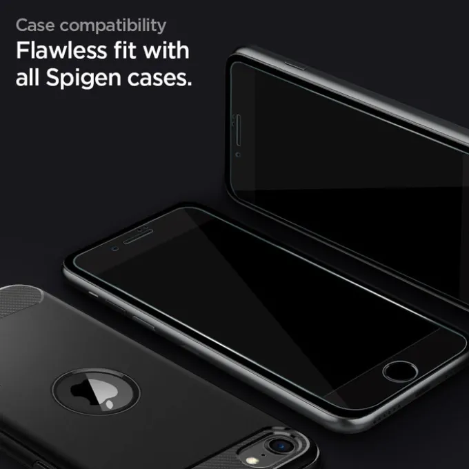 Szkło Hartowane SPIGEN Alm Glass Fc iPhone SE 2022 2020 7 8 Black Czarne
