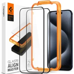 Szkło Hartowane Spigen Alm Glass Fc 2-pack iPhone 15 Pro Black